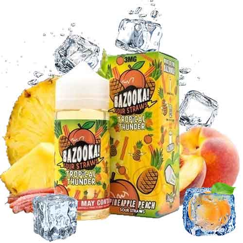 Pineapple Peach ICE By Bazooka Sour Straws Tropical Thunder 100ml