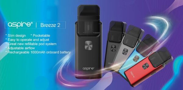 ⁦Aspire Breeze 2 AIO Starter Kit- 2/3ml & 1000mah⁩ - الصورة ⁦2⁩